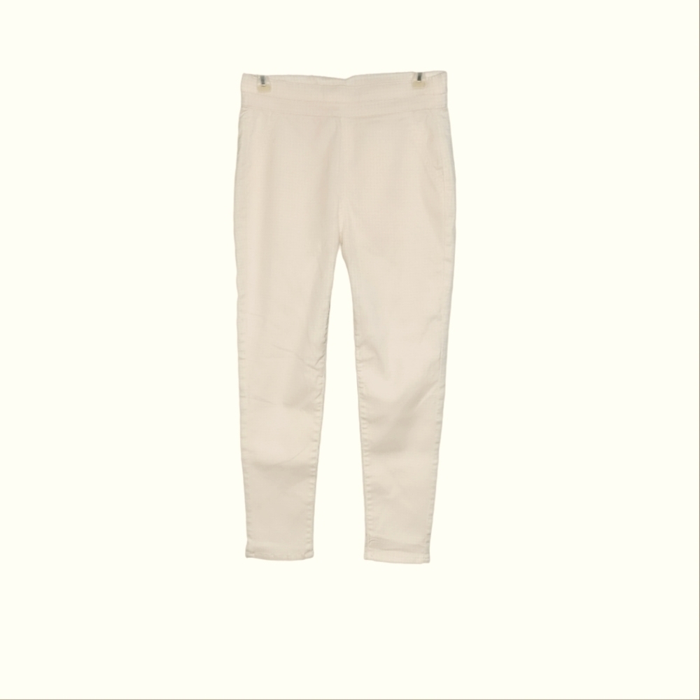 Love, Fire Pale Yellow & White Checkered Pull On Stretch Women's Pants Size 6